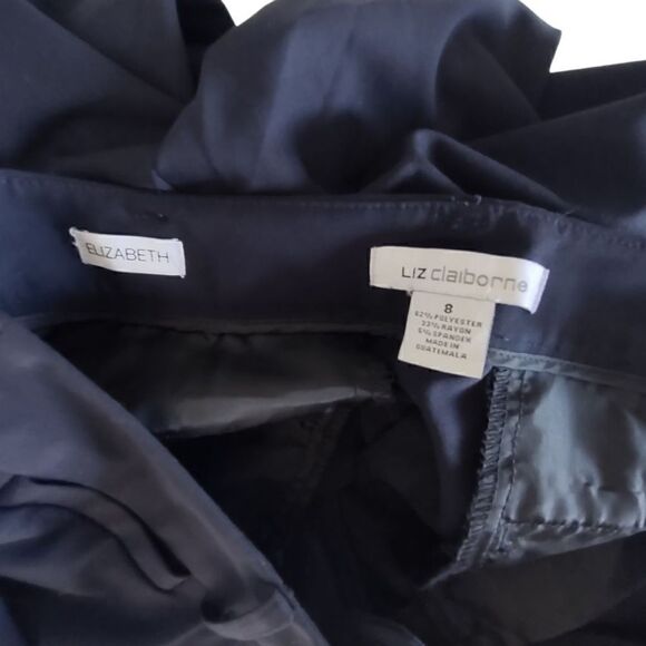 Liz Claiborne Navy Pants Elizabeth Dressy Straight Legs Poly Rayon Spandex 8 - Picture 5 of 7